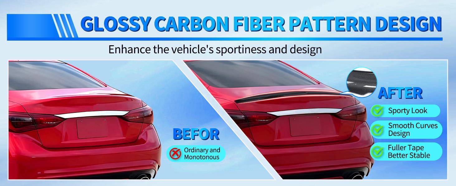 Nilight Spoiler Fit for Infiniti Q50 4 Door Sedan 2014 2015 2016 2017 2018 2019 2020 2021 2022 2023 2024 Spoilers for Cars Rear Spoiler Wing ABS Rear Trunk Lip Accessories, Carbon Fiber Pattern Black