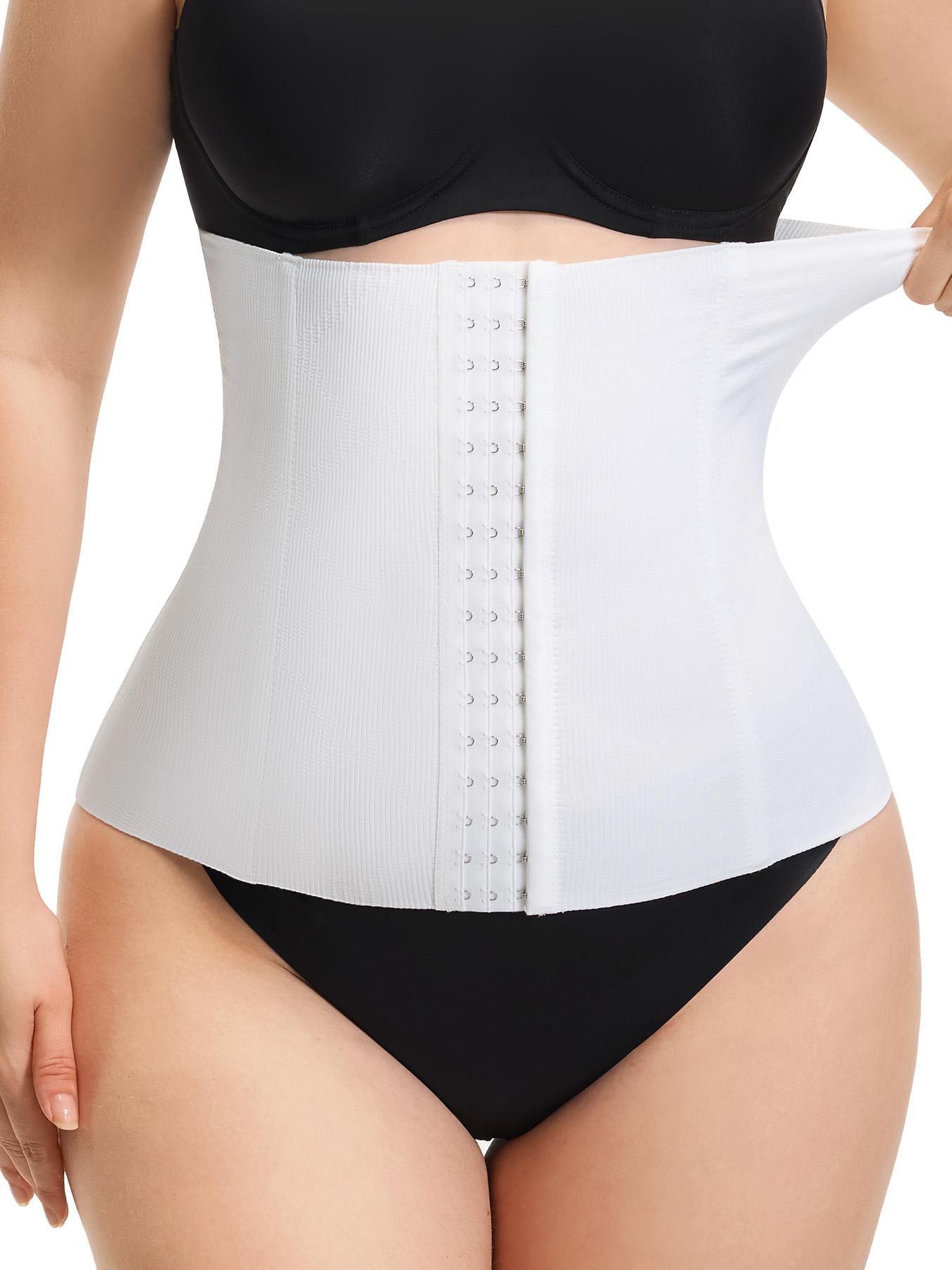 Women's Solid Color Hook And Eye Waist Trainer, High Stretch Seamless Double Layer Waist Cincher, Body Shaper for Women