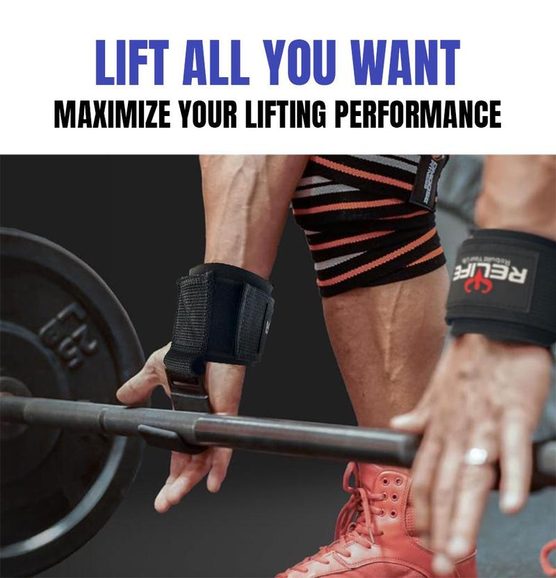 Relife Weight Lifting Straps (Pair), Gym Fitness Hooks, Weightlifting Grips, Sports Training Straps for Deadlifts, Pull-Ups and Gym Workouts, Wrist Protector for Power Lifting