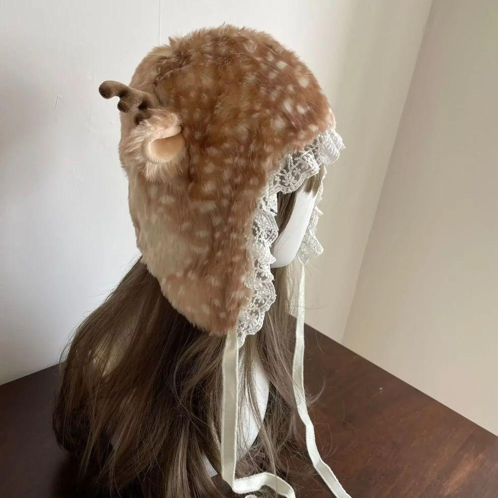 Faux Fur Lace Winter Hat Performance Costume Thicken Reindeer Furry Boots Socks Cover Leg Warmers Chrismas Gifts Ear Protection