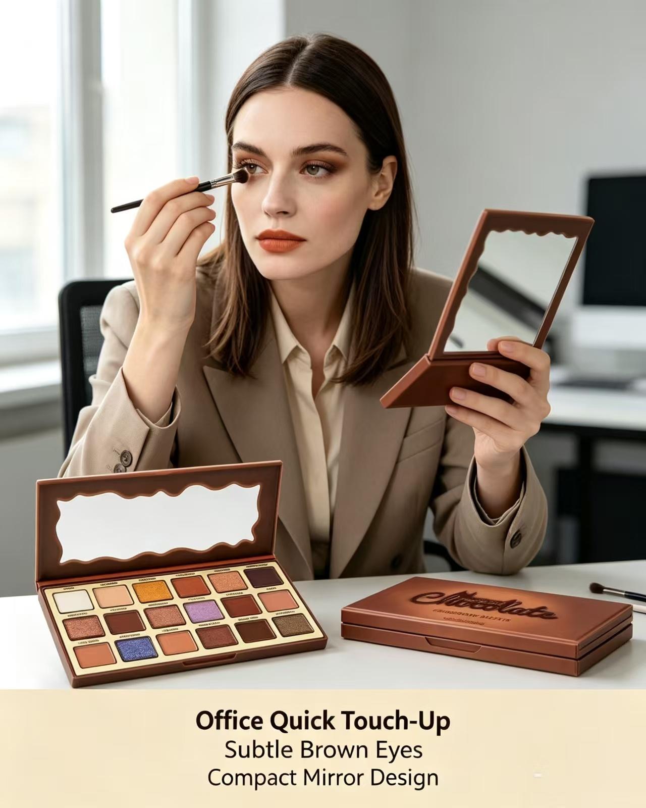 Zephoco Multifunctional All-In-1 Chocolate Cosmetic Eyeshadow Palette - 54g Mineral Oil-Free Cream & Powder, Earth Tones, Cool Shades, Highlighter, High Pigment, Multi-Textures, Easy-Blend Gradient, Metallic Matte Shimmer Eyeshadow for Daily Makeup, Multi