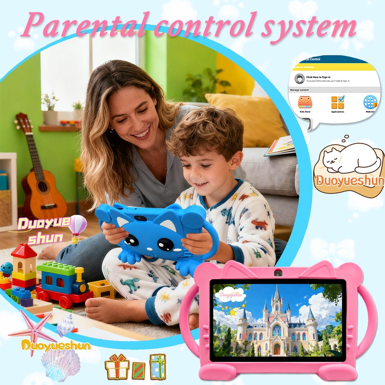 Standable and portable design7 Inch Android Wifi Tablet PC, Student Tablets, Parental Control, Rechargeable Battery, Dual Camera, Home & School Use, Kids' Learning Companion, Learning Entertainment Tablet, /blue