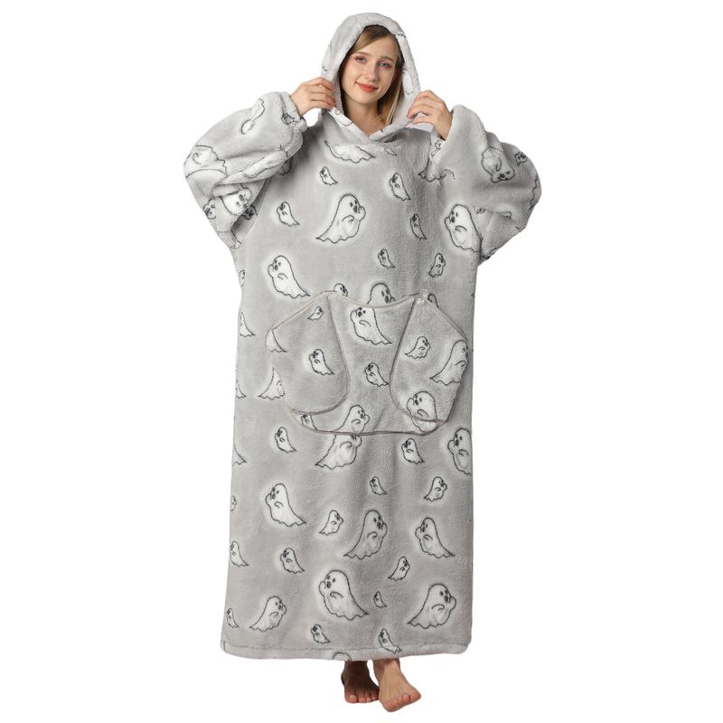 Msrlassn Valentine's Day Gifts Oversized Wearable Blanket Hoodie for Mom Girlfriend Women Men, 1Pcs Plus Size Pajamas Loungewear Nightwear Oversized Wearable Hoodie Sweatshirt Pullover Blanket Warm Hoodie with Pocket