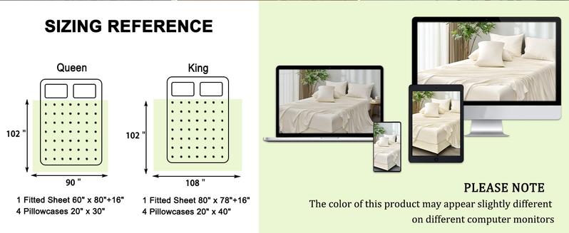 PHF 6 counts/set Cooling Sheets Set, 100% Rayon Derived from Bamboo, Cooling, Breathable, Eco-friendly Bamboo Sheet for Hot Sleepers, Gifts PHF 6 counts/set Cooling Sheets Set, 100% Rayon Derived from Bamboo, Cooling, Breathable, Eco-friendly Bamboo Sheet for Hot Sleepers, Gifts