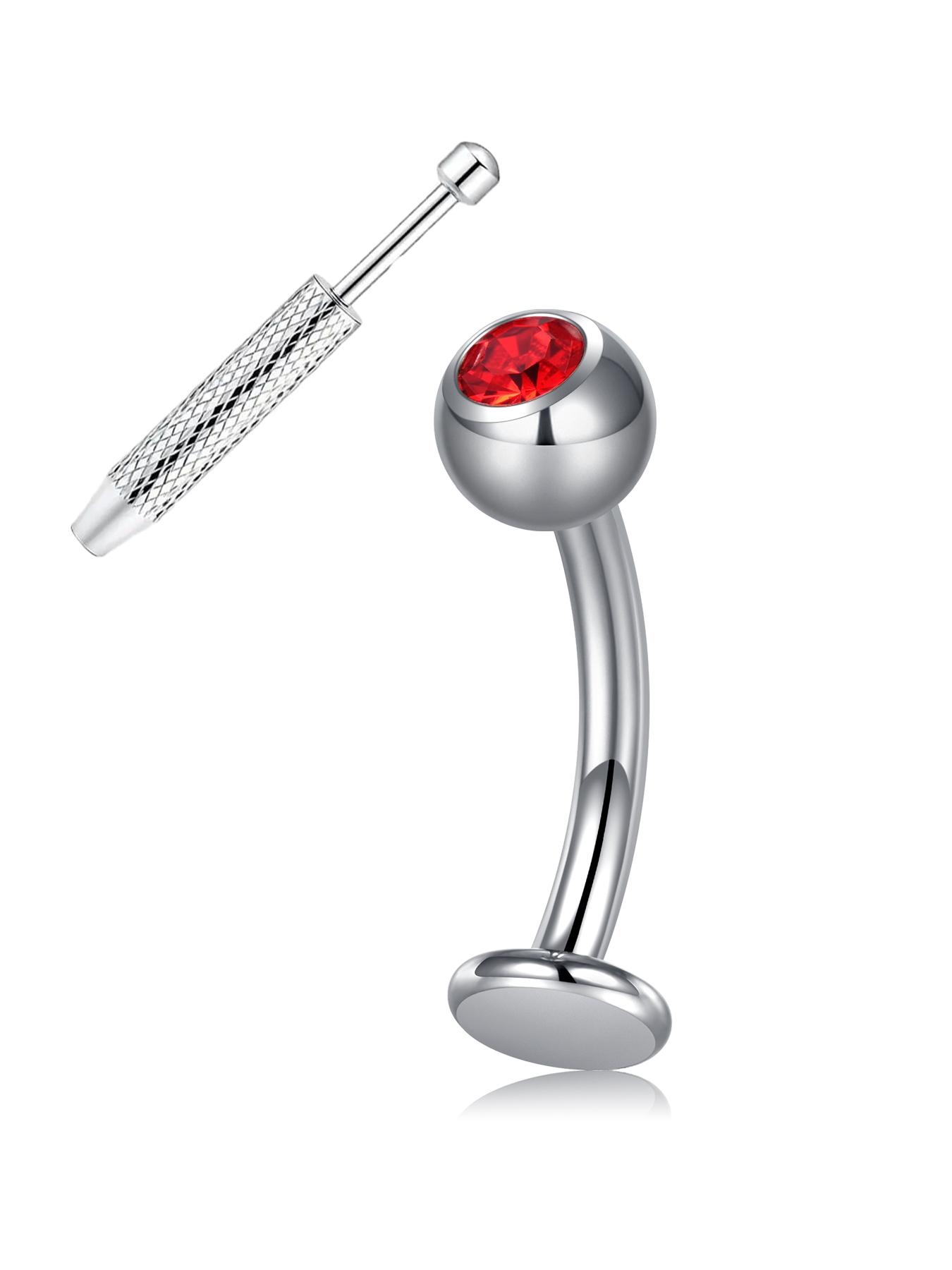 1 piece Titanium Zirconia Internally Threaded Floating Navel Ring, Stylish Flat Rhinestone Belly Button Ring, Navel Barbell 8/10/12/14mm, 14G Body Piercing Jewelry, Unisex