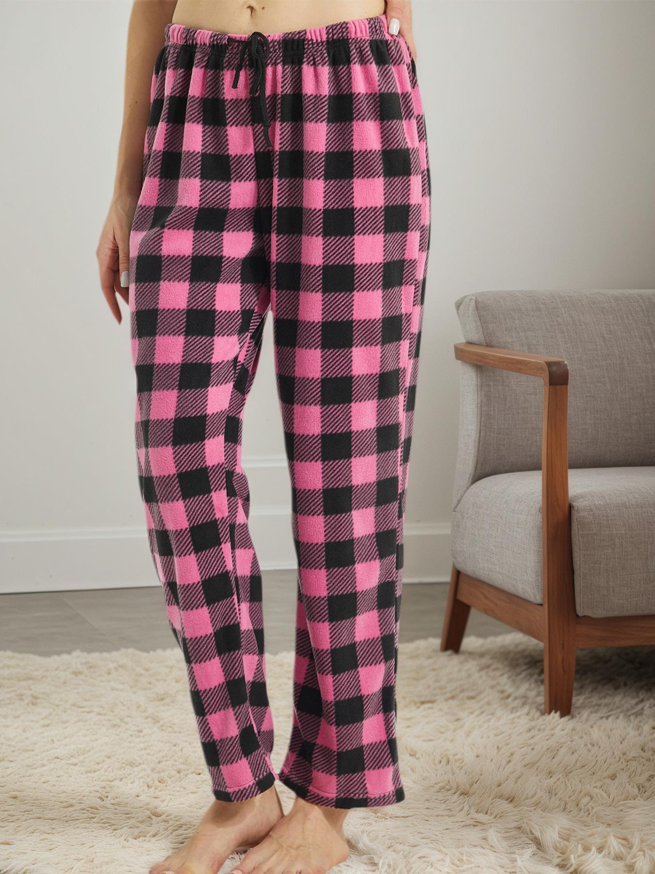 Women's Plaid Loose Straight Leg Pants, High Waist Checkered Casual Wear, Fitted Winter, All Seasons Suitable