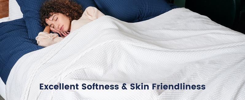 PHF 100% Cotton Waffle Weave Blanket, Lightweight Washed Soft Breathable Blanket Perfect for All Seasons, Stylish Blanket, Great Blanket Layer for Couch Bed Home Decor, Gift Idea