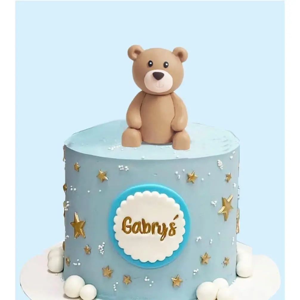 Baby Cake Topper Blue Ball Cake Dor for Boy (a bear)