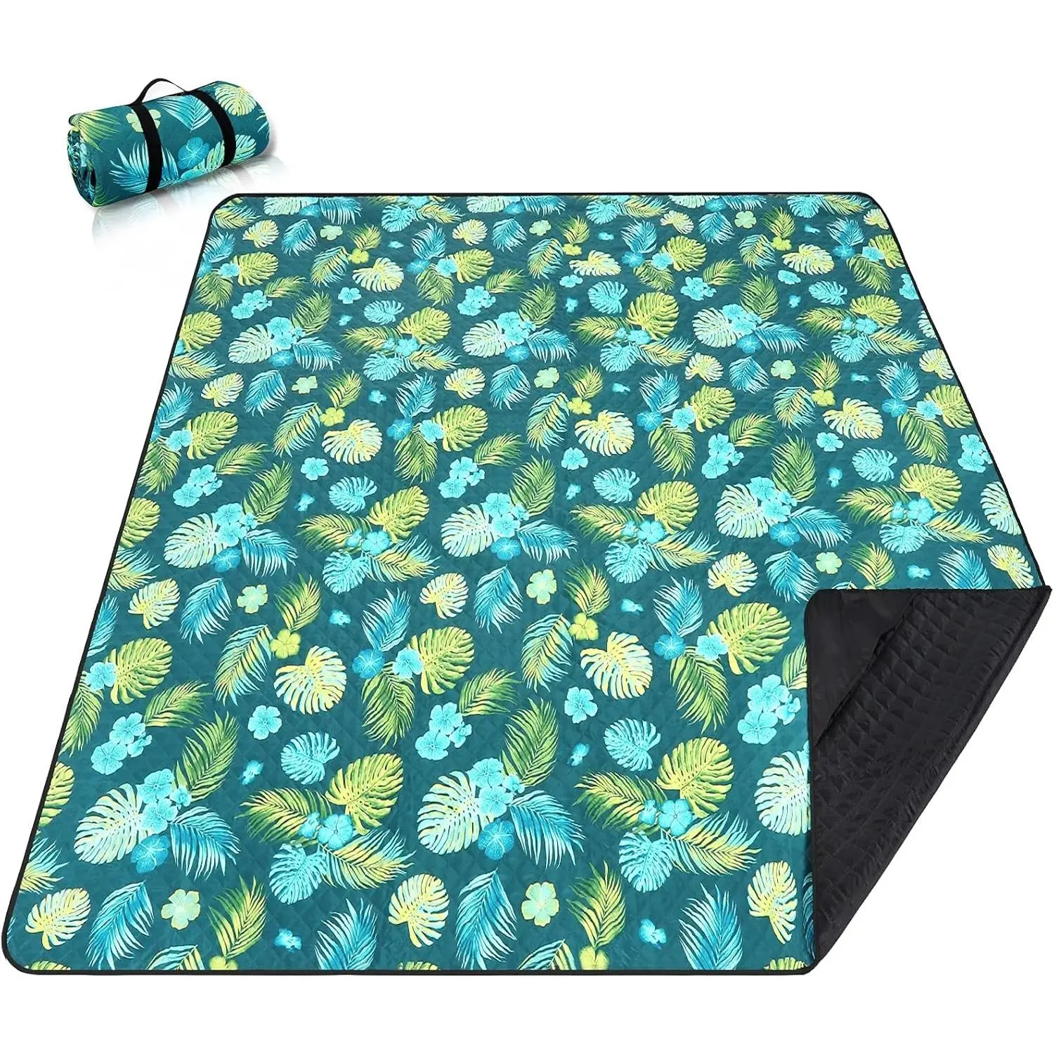 Picnic Blankets Extra Large, Waterproof Foldable Outdoor Beach Blanket Oversized 83x79” Sandproof, 3-Layer Picnic Mat for Camping, Hiking, Travel, Park, Concerts(Yellow Flowers)