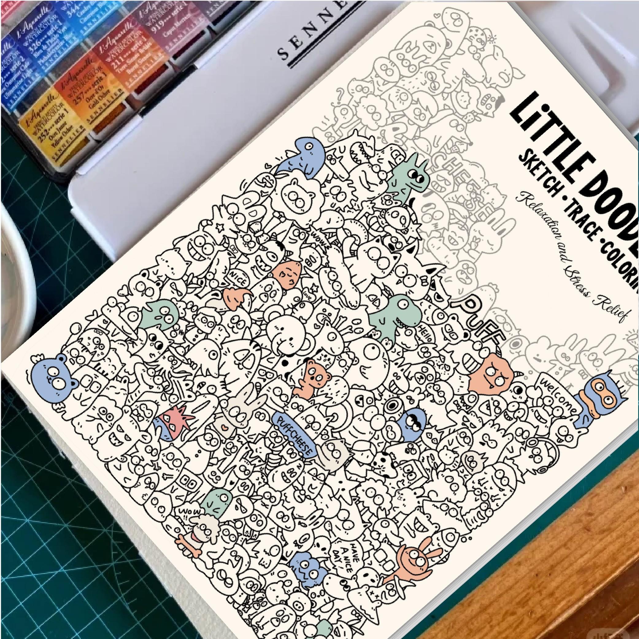 A4 Control Pen Sketchbook for Kids, Focus Training Creative Drawing Copying Coloring Book, Art Activity Workbook