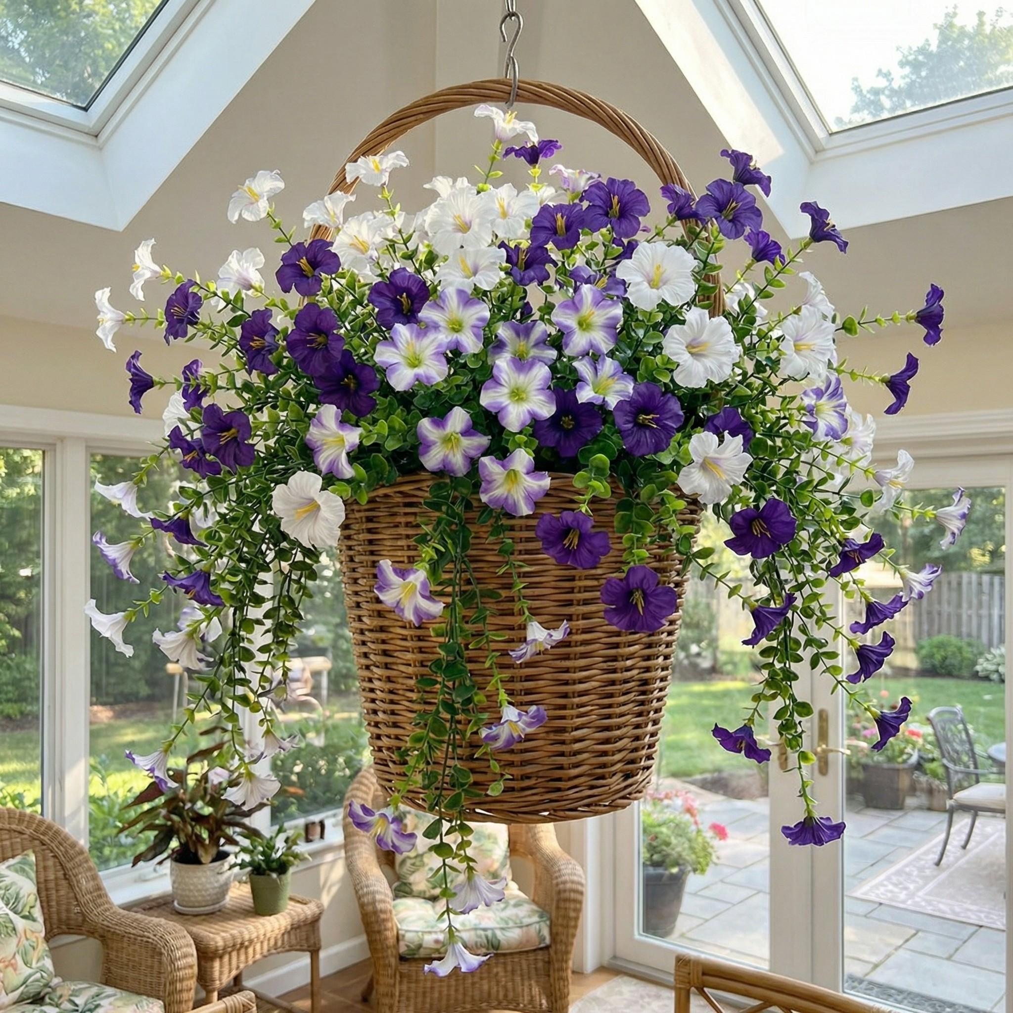 5 Counts Eucalyptus Bellflower Bouquet, UV Resistant No Water Care, Ideal for Floral Enthusiasts, Lawn Decor, Holiday Home Decoration