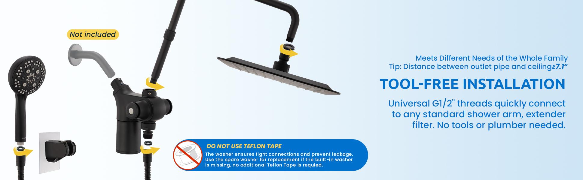 Ryamen Square Turbo Showerhead Set + FREE 3-Month Filter Inside