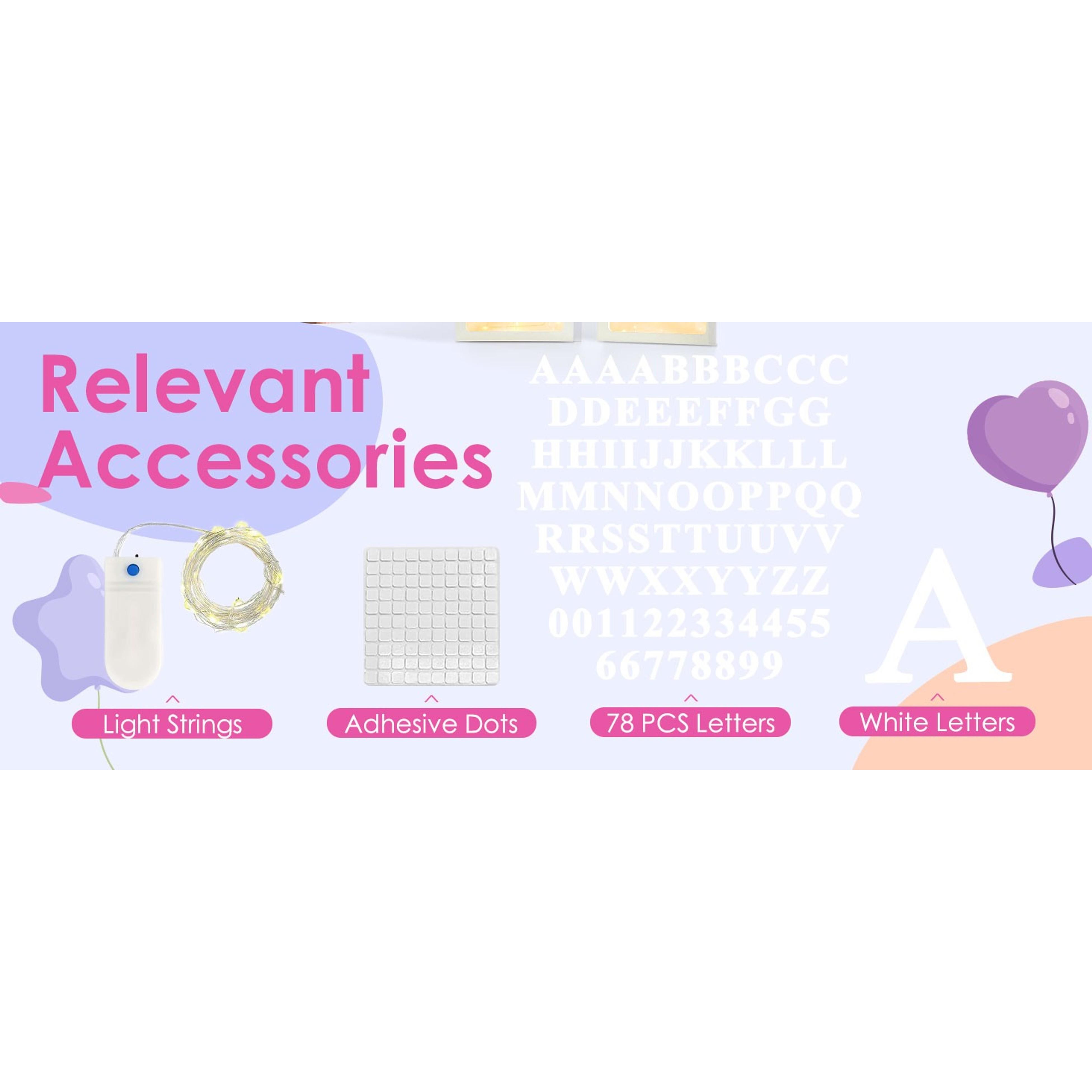 Transparent Balloon Boxes with 78 Letters Numbers Fairy Lights 6PCS - Clear White Balloon Boxes with String Lights for Baby Shower Gender Reveal Birthday Anniversary Bridal Party Decorations