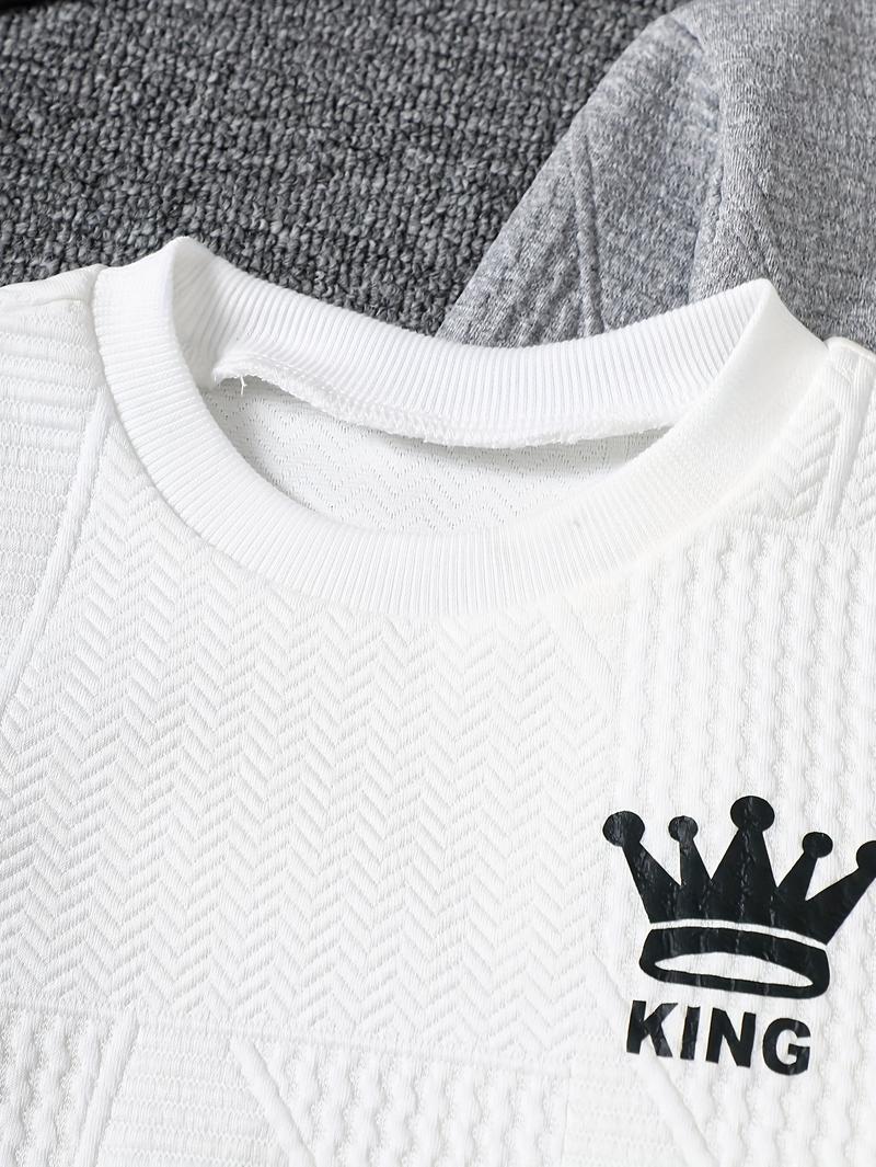 6-Piece Boys' Sweatshirt Set with Letter Print Long-Sleeve Pullover Sweatshirt and Joggers, Ages 3-14