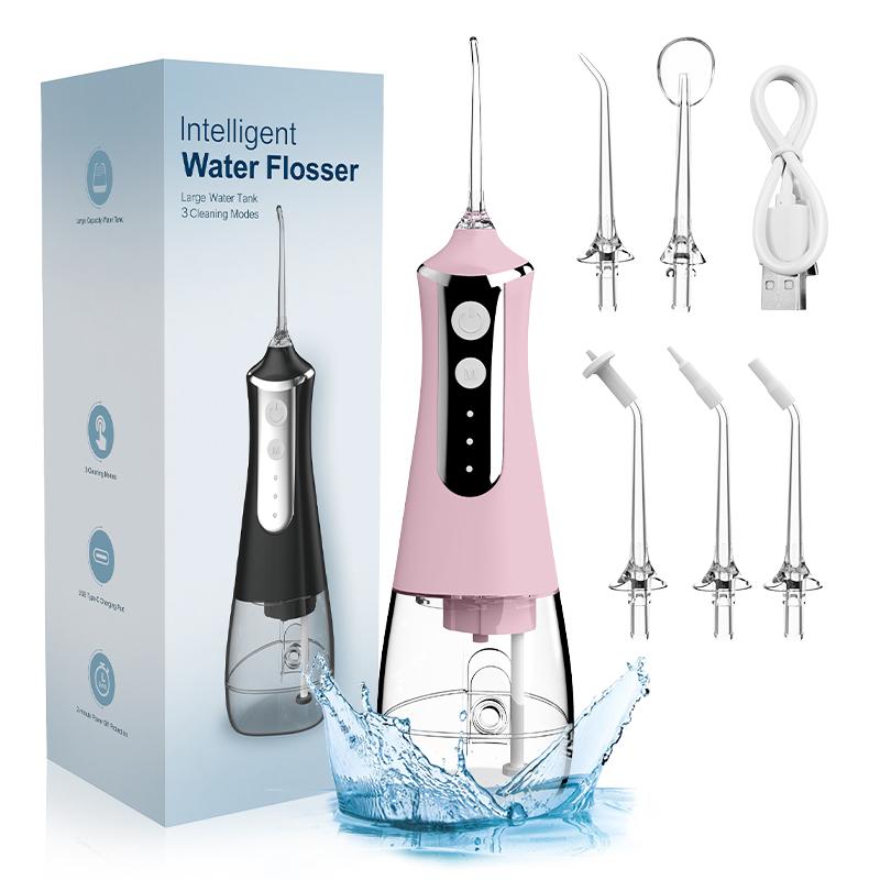 Portable Oral Irrigator 300ML, 3 Modes & 5 Nozzles, Rechargeable Water Flosser, Electric Dental Floss Machine, Cordless Water Flosser, Travel-Friendly Design