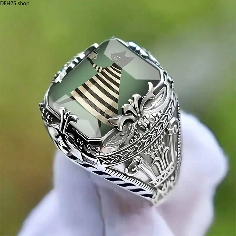 Cat Illustration Ring for Women, Vintage Animal Artwork Design With Cute Graphic Detail, Adjustable Statement Jewelry Accessory for Daily Wear, Casual Style and Gifts