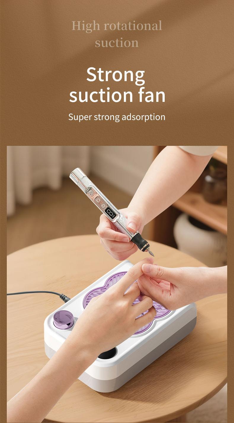 Marwell - Professional nail vacuum cleaner, electric nail dust collector with grinding drill bit, UV lamp, adjustable speed. Suitable for home use and professional nail salons.