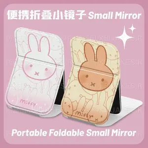 Kawaii Miffy Rabbit Folding Mirror Cute Peripheral Portable Travel Touch-up Mirror Student Dormitory Gift