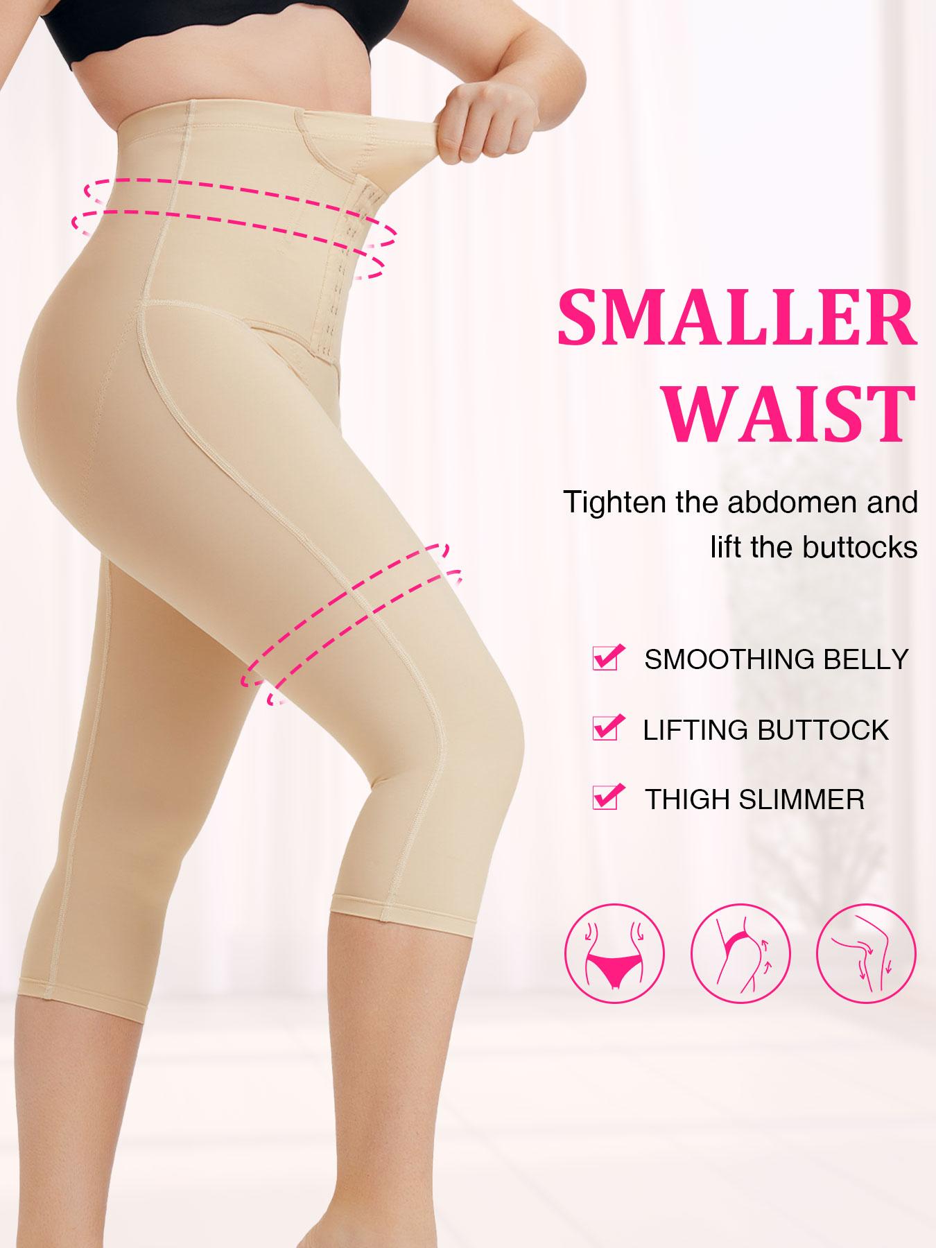 Women's Adjustable Hooks High Waist Shapewear Capris Leggings, Tummy Control Butt Lift Skinny Shaper Capri Pants, High Stretch Shapewear Bottoms for Daily Wear