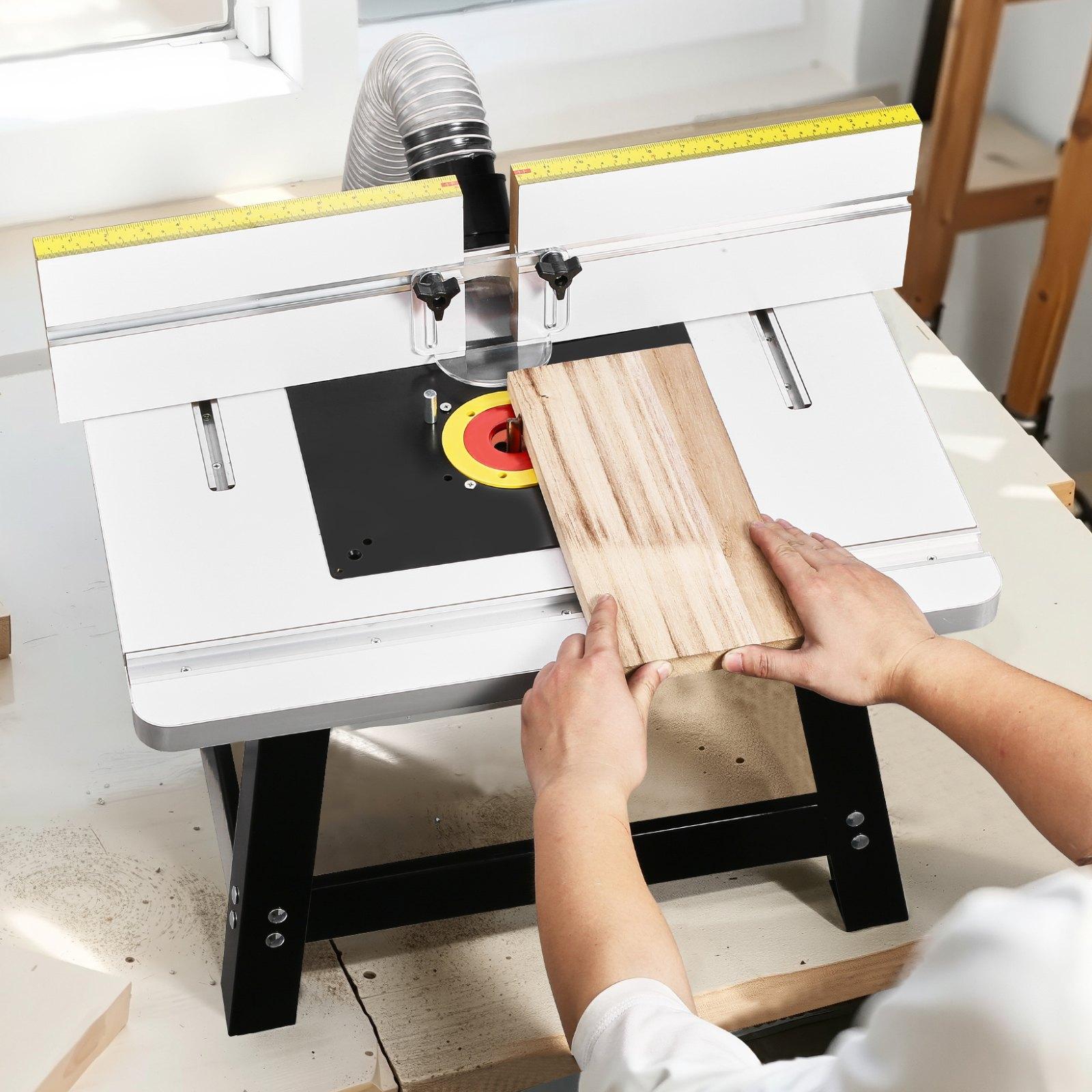 VEVOR Benchtop Router Table, 24 in x 15.7 in, Bench Top Routing Table with Adjustable Fence, MDF Top, Sturdy Metal Base, 2-1/2 in Dust Collection Port, Compatible with Routes & Various Drill Bits VEVOR Benchtop Router Table, 24 in x 15.7 in, Bench Top Routing Table with Adjustable Fence, MDF Top, Sturdy Metal Base, 2-1/2 in Dust Collection Port, Compatible with Routes & Various Drill Bits