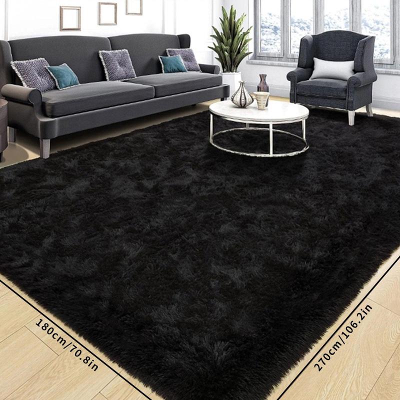 Ultra Soft Silk Wool Solid Color Flocking Carpet, Long Hair Rug for Living Room Coffee Table Bedroom Window Seat Home Bedside Mat Floor Pad, Shaggy Fuzzy Rugs