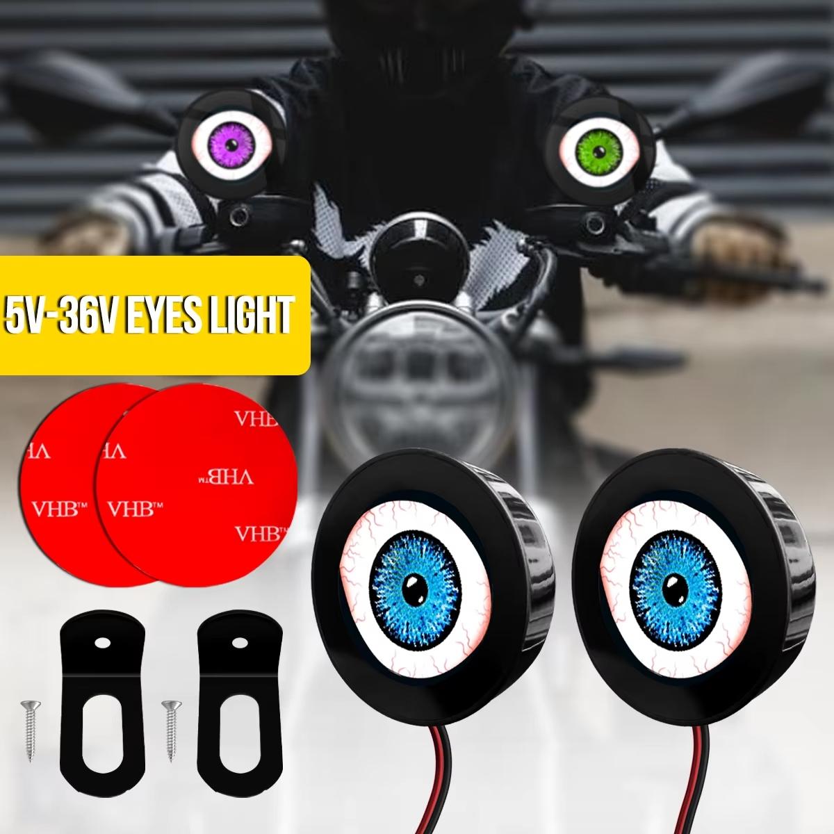 FCCEMC 3D Dynamic Devil Eye LED Motorcycle Decorative Light Retrofit Kits Assembly OLED Screen Motorcycle Ambient Lamp DC5-36V