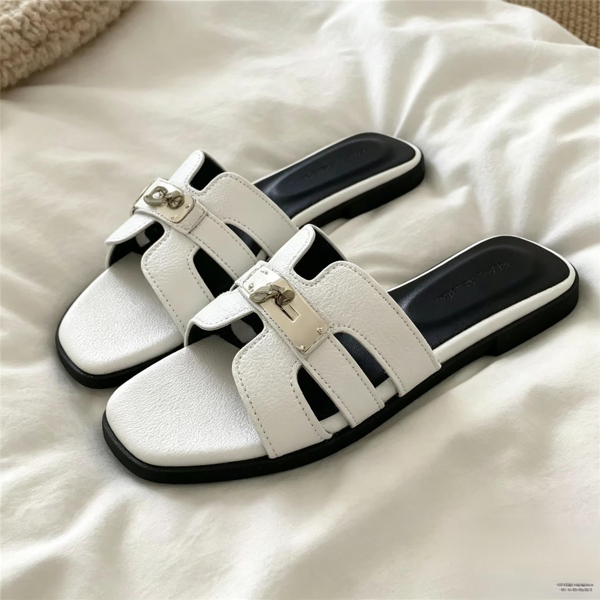 Viral 2026 Summer Sandals Women Black Flat Slide Sandals with Silver Buckle Square Toe Comfortable Non-Slip Casual Dressy Sandals for Beach Vacation Daily Wea dressy flat sandals, faux leather slide sandals , easy to clean sandals, wide fe