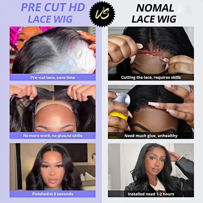 Ready To Go 13x4 Glueless Wig Human Hair Body Wave Wigs Pre Cut 6x4 Lace Closure Human Hair Wigs Pre Plucked Ready to Wear Human Hair Wigs For Women TikTokShopBlackFriday