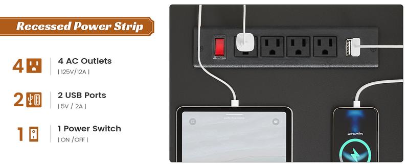 SEDETA 55-inch Executive Desk, Computer Desk with Electrical Outlet Sturdy and durable Furniture Luxury Office Modern Interior