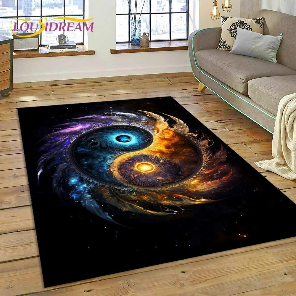 Yin Yang Bagua Flannel Area Rug - Traditional Chinese Taoism Symbol Print Soft Mat for Living Room, Non-Slip Feng Shui Home Decor #YinYangRug #BaguaMat #FengShuiHomeDecor #TaoismSymbolCarpet #NonSlipFlannelRug