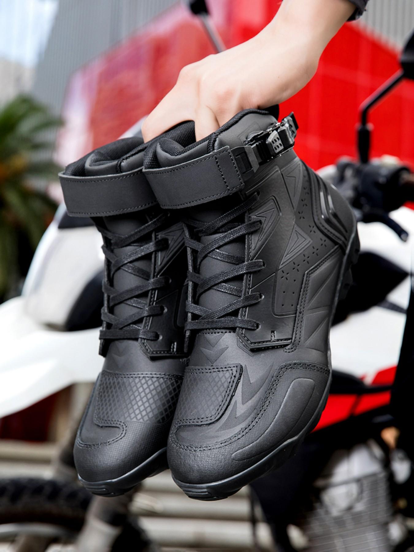 Men's Motorcycle Riding Shoes, Anti-Slip Racing Boots, Waterproof Safety Design, Comfortable and Secure, Ideal for Safe Cycling