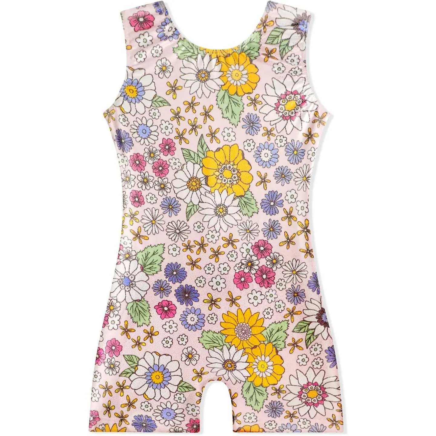 Girls Gymnastics Leotards with Shorts Unicorn Rainbow Balloon Flower Sparkly Gradient Colors Biketard Ages 1-10(Gift)