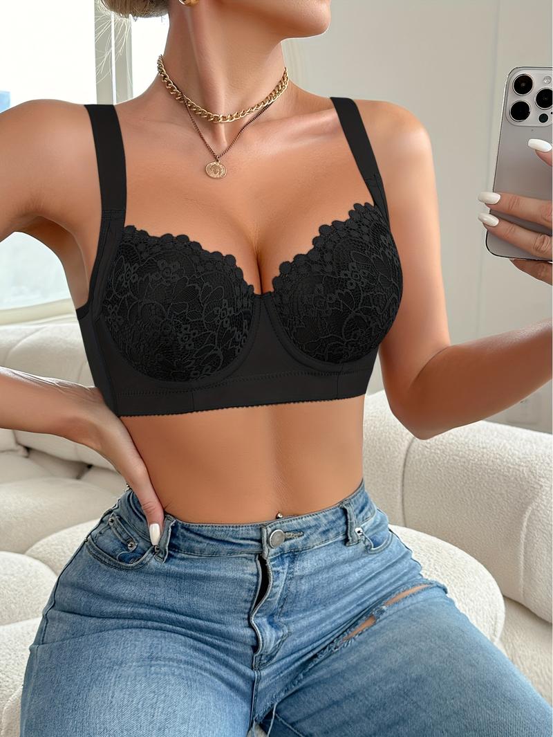 Ecomilky Women's Comfort Push Up Lace Bra with Removable Straps Ecomilky Women's Comfort Push Up Lace Bra with Removable Straps