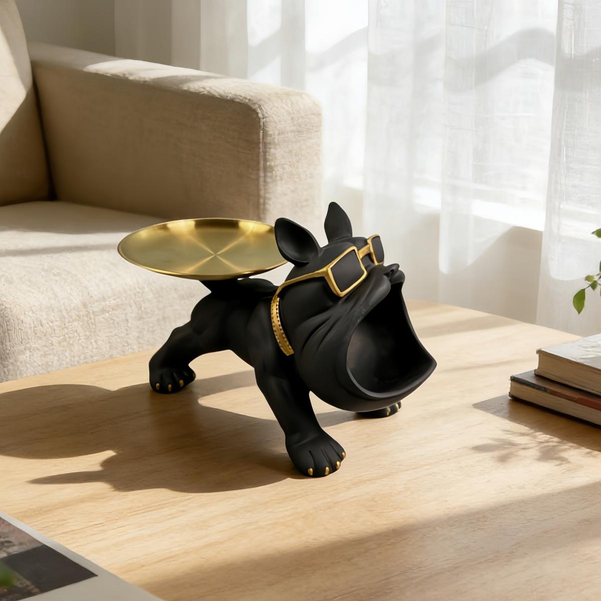 Large Mouth Bulldog Storage Figurine, Art Resin Dog Sculpture, Home Office Cafe Decor, Perfect Holiday Gift