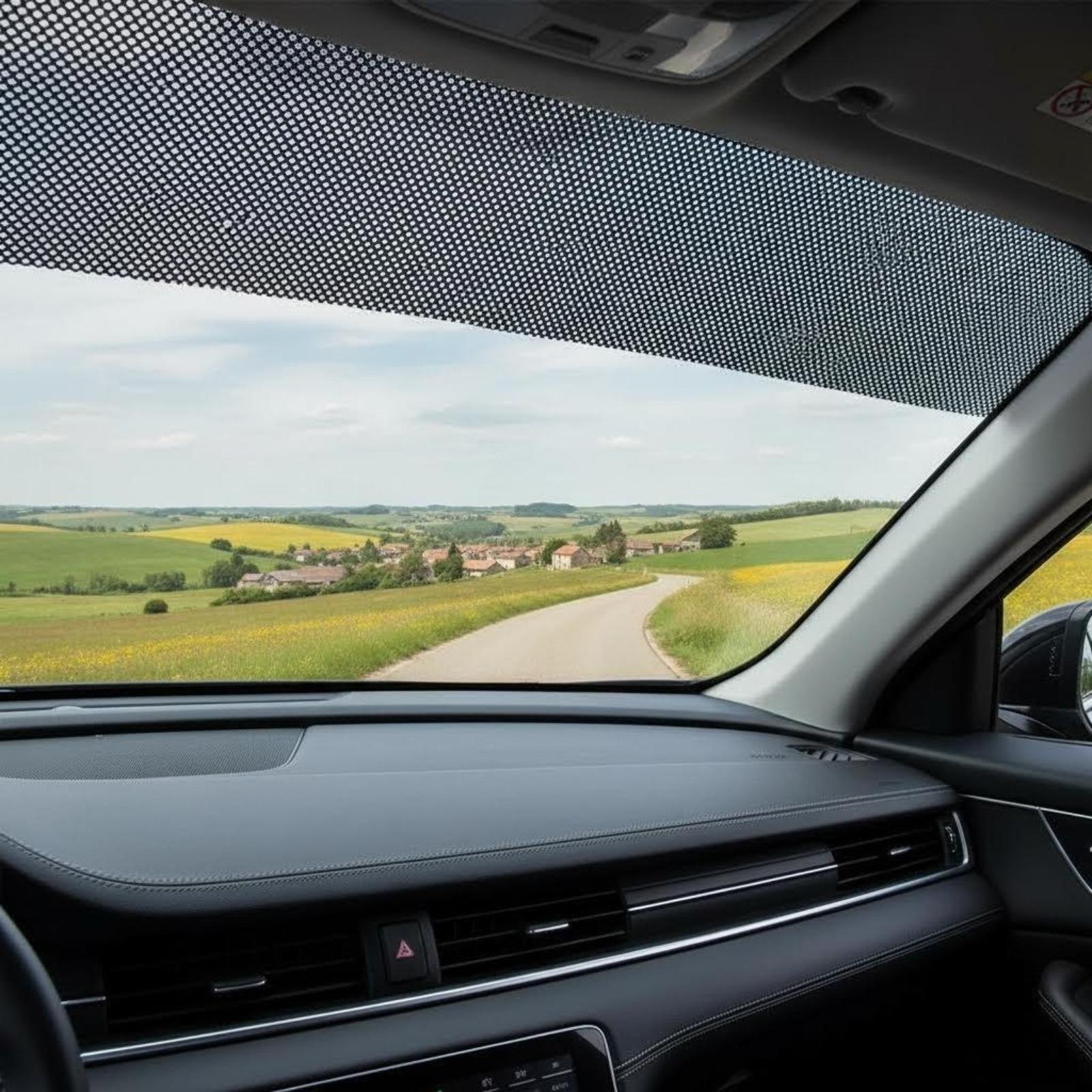 Car Windshield Sunshade Sticker, Front and Rear Window Decals, Mesh Sunscreen Film, Self-Adhesive, Fits Sedans Suvs Vans, Summer Essential