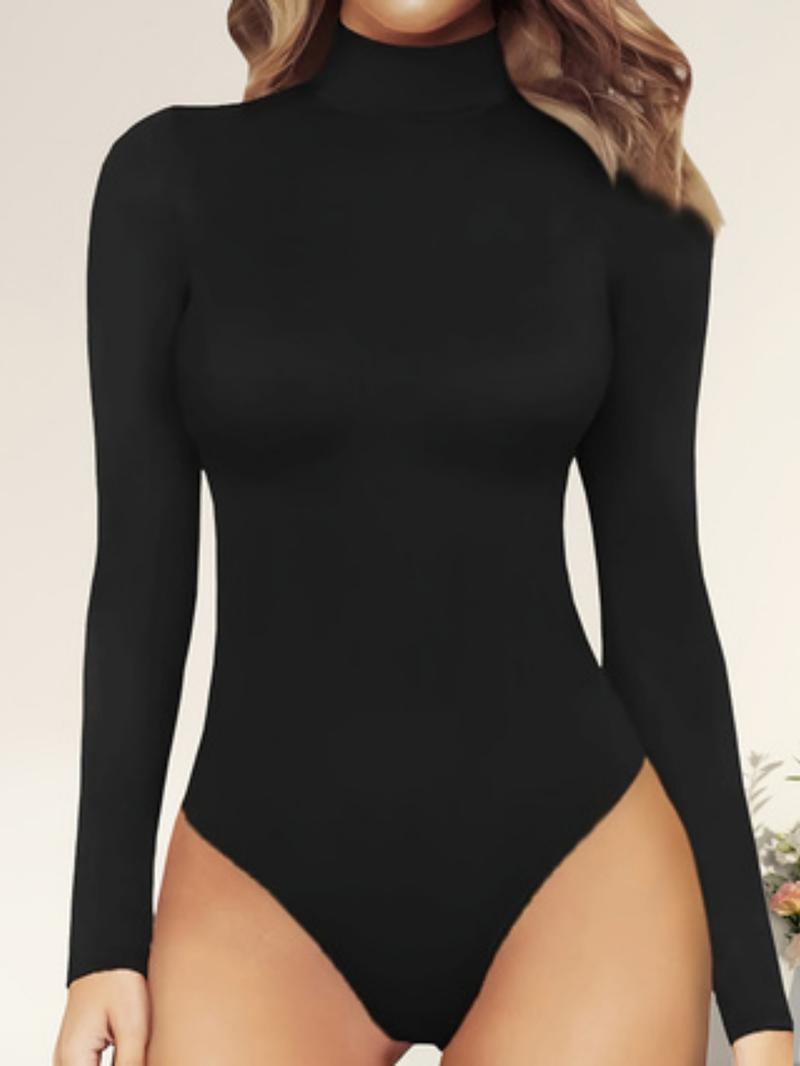 2026Women's Long Sleeve Turtleneck Bodysuit Thermal Compression Jumpsuit Shapewear Base Layer Top