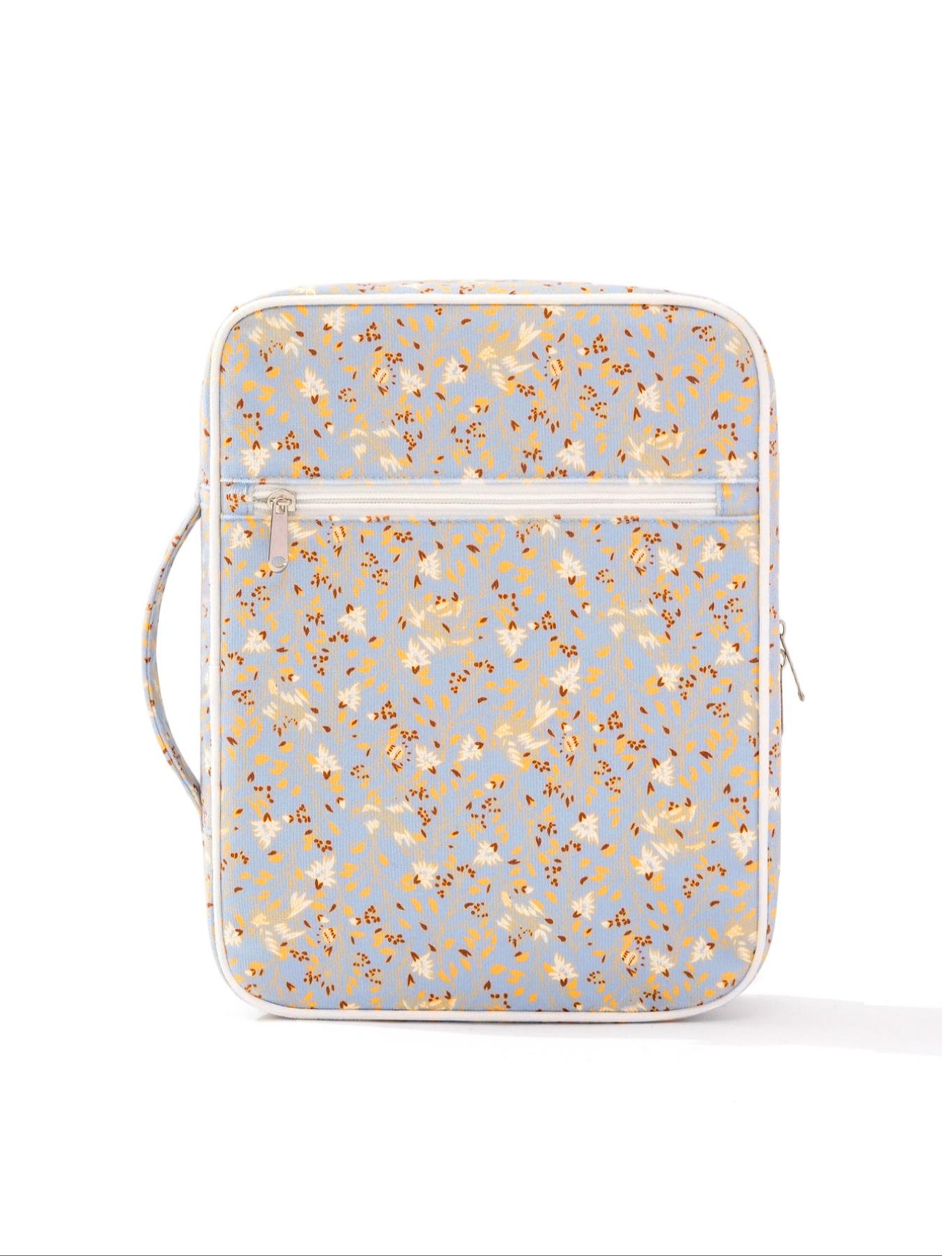 1pc Large Size Women's Bible Cover, Quilted Cute Bow Pattern Bible Case, Spacious Portable Dust-Proof Book Sleeve, Floral Pattern Bible Storage Bag, With Quilted Handle, Zipper Pocket, Essential For Bible Study, Teacher's Day Gift, Back To School Gift, Cu