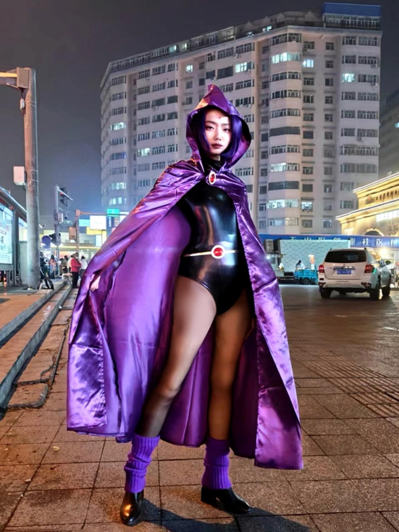 Comic Hero Cosplay Costume, Raven Teen Titan Halloween Performance, Loose-Fitting Jumpsuit, All Seasons Party Wear