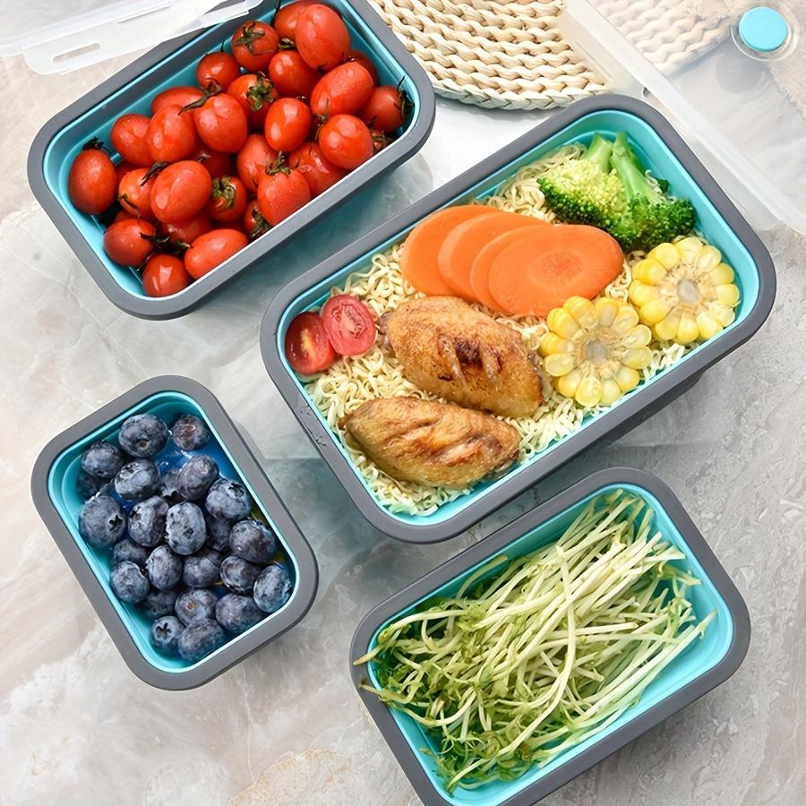 Silicone Collapsible Lunch Box Set, Space-Saving Design with Lids, Portable & Multi-size Containers for School, Office, & Travel