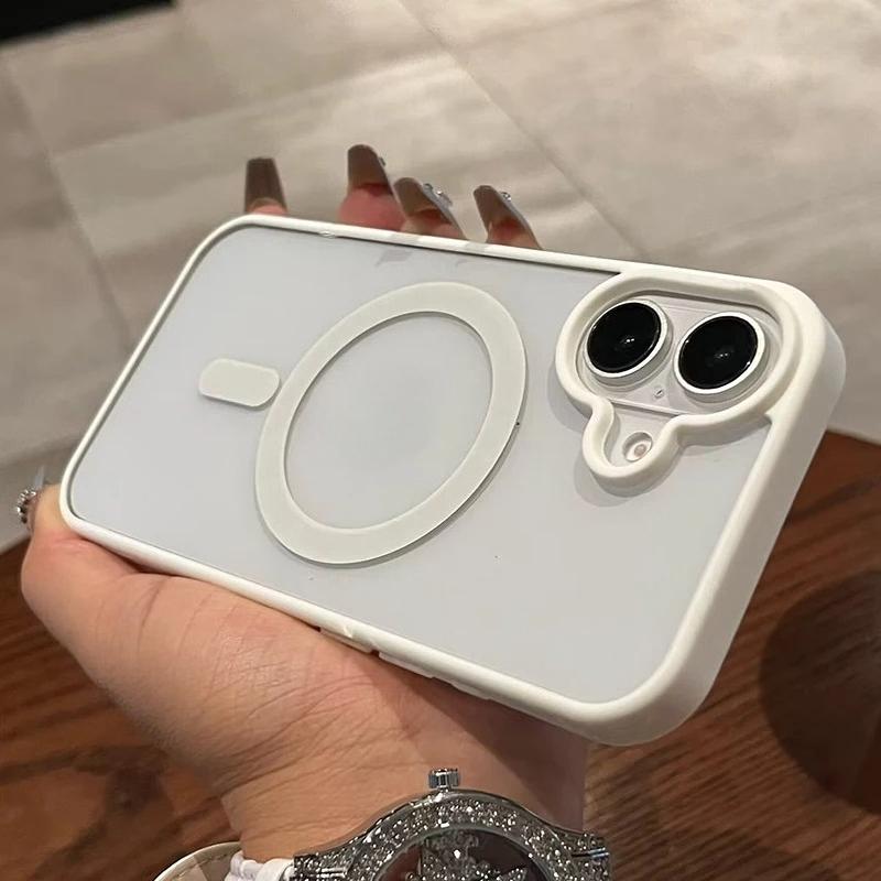 Shockproof Transparent Magnetic Case for iPhone 16/15/14/13/12/11 Pro Max and 16 Plus, MagSafe Wireless-Charging Acrylic Hard PC Cover