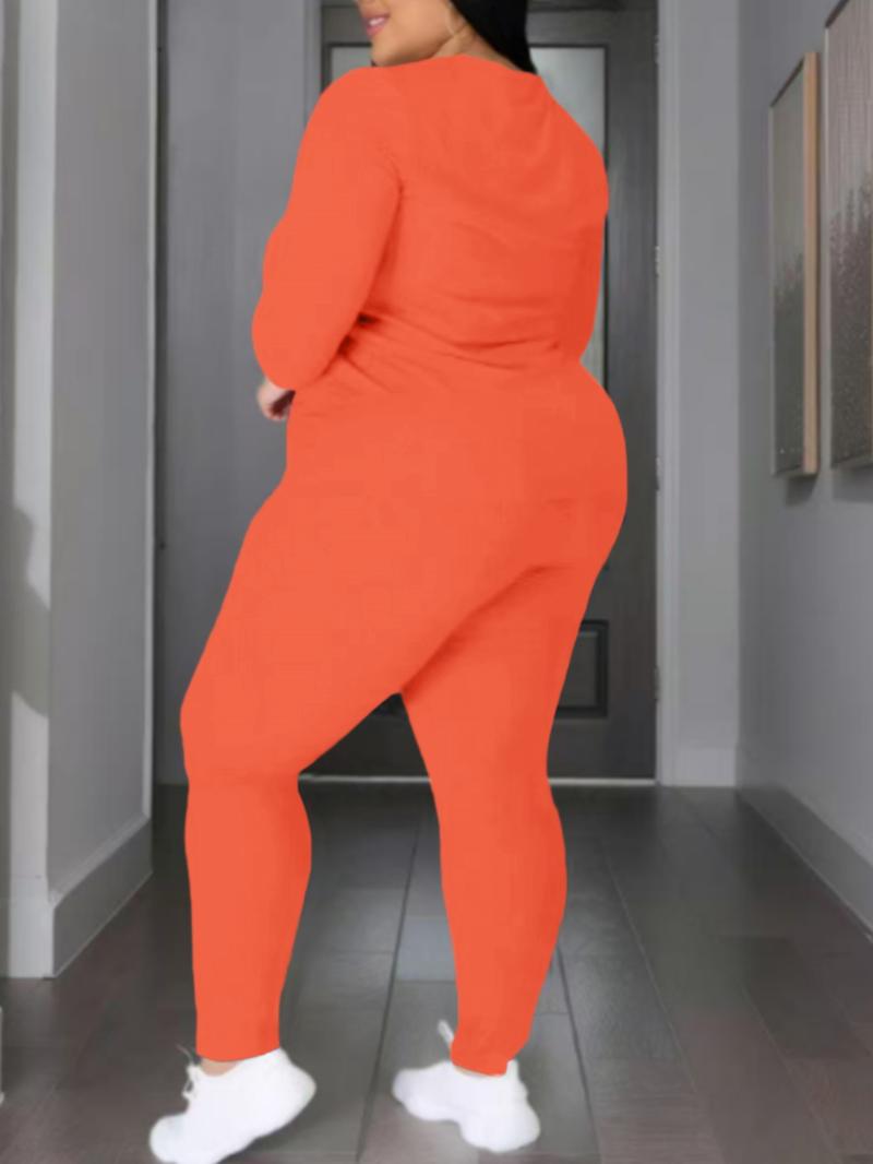 Women's Plus Size 2-Piece Set, Long-Sleeve Round-Neck Top & Pants, Casual Athleisure Wear Set Home Sportswear for Daily Wear