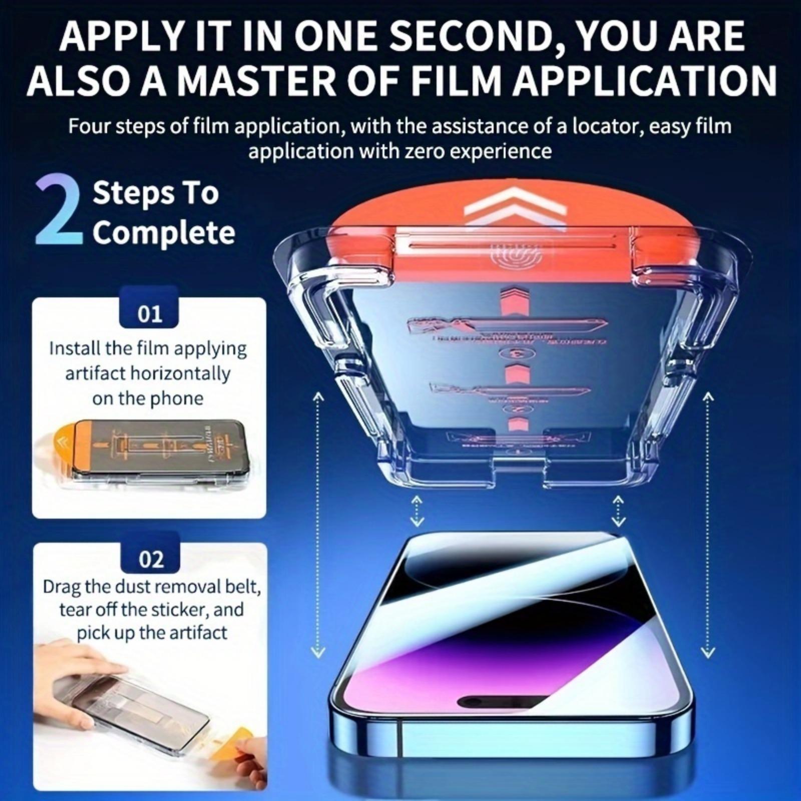 iPhone Protective Shockproof Screen Protector Set, 2-Pack Cellphone Smartphone Tempered Glass Film for iPhone Models 15/16/17/14/13/12 Plus Pro Max, Easy Install & Privacy Protection Accessories