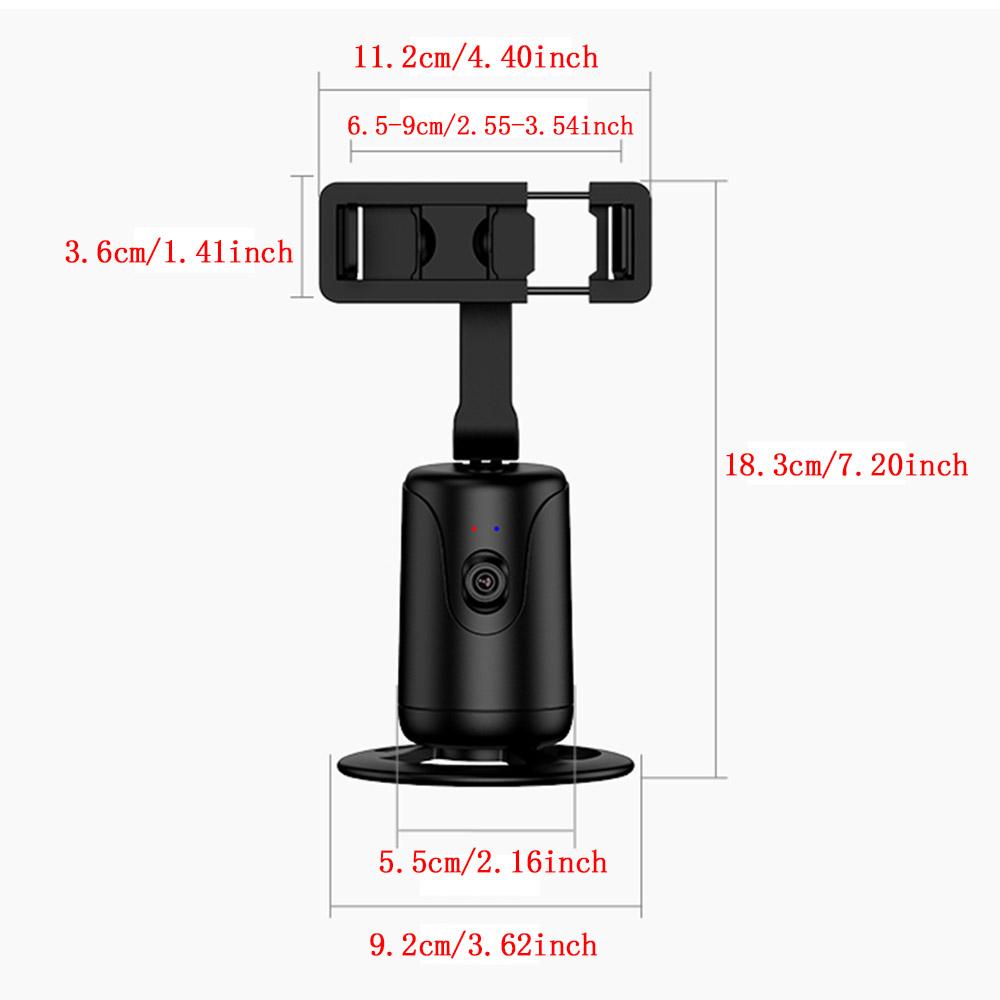 Compact 360° Auto Face Tracking Tripod & Selfie Stick - USB Rechargeable, Fast & Accurate for Vlogging, Live Streaming, Tracking Phone Holder Motion Sensing Phone Holder for Live Streaming, for All Mobile Phones