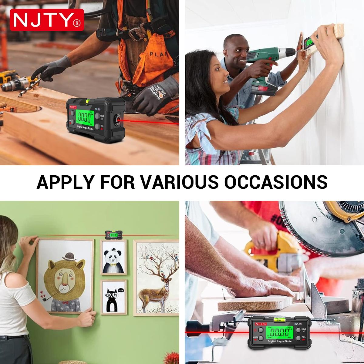 Digital Laser Angle Gauge, High Precision Inclinometer & Level Box with Dual-Side Laser Lines, Adjustable Laser Direction, USB Rechargeable, Ideal for Woodworking, DIY, Home Renovation, Construction, Engineering Tools