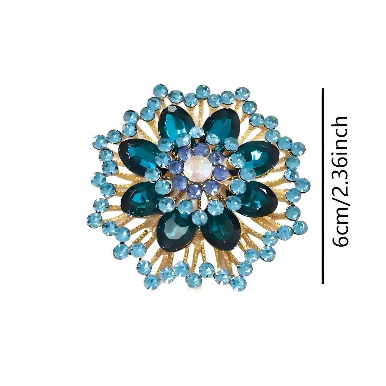 1PC Luxury Look Flower Motif Blue Brooch with Polished Finish - Steel Composite Fashion Clothes Accessory, Ideal for Casual Parties, Banquets, Holiday Party Gifts