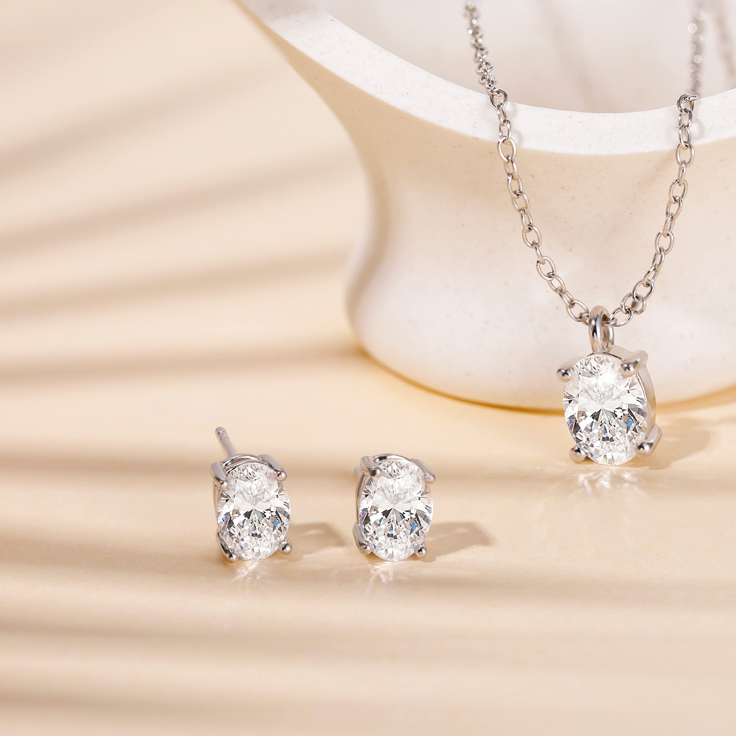 EAMTI 1 CT*2 Oval Cut 925 Sterling Silver Cubic Zirconia Stud Earrings for Women CZ Stud Small Cute Earrings Hypoallergenic EAMTI 1 CT*2 Oval Cut 925 Sterling Silver Cubic Zirconia Stud Earrings for Women CZ Stud Small Cute Earrings Hypoallergenic