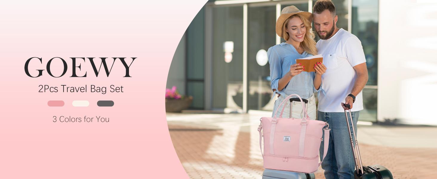 Weekender Bag Travel DuffelBag with Shoe Compartment and ToiletryBag for Women, Carry on Overnight Bag