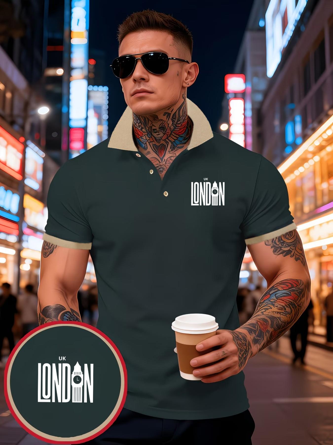 Men's Summer Trendy Colorblock Collared Short Sleeve Polo Shirt, Fashionable Slim Fit, Best Choice for Men, Stylish and Comfortable