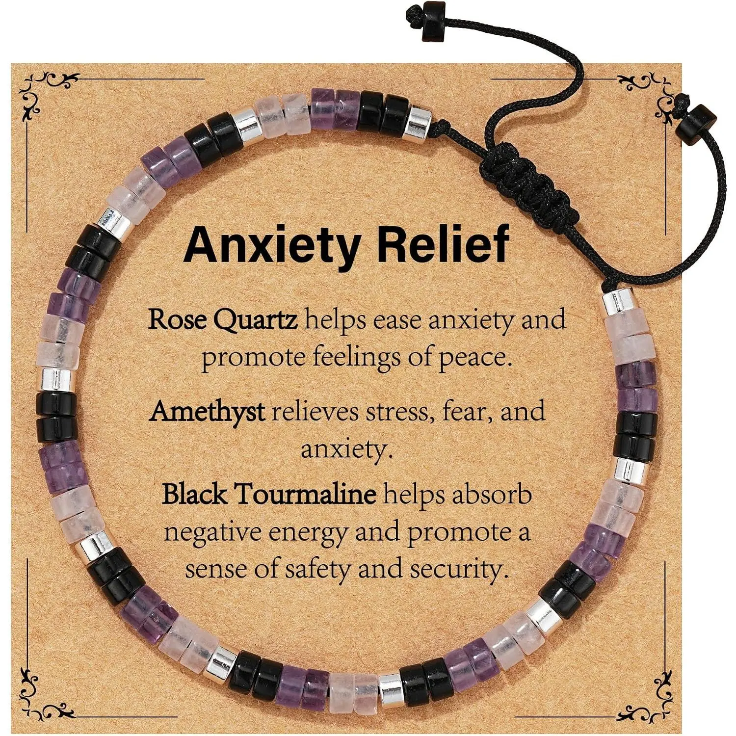 Healing Crystal Bracelet Jewelry Gifts for Women| Triple Protection/Stress Relief/New Beginnings/Good Luck/Empath Protection, Christmas, Valentines Day