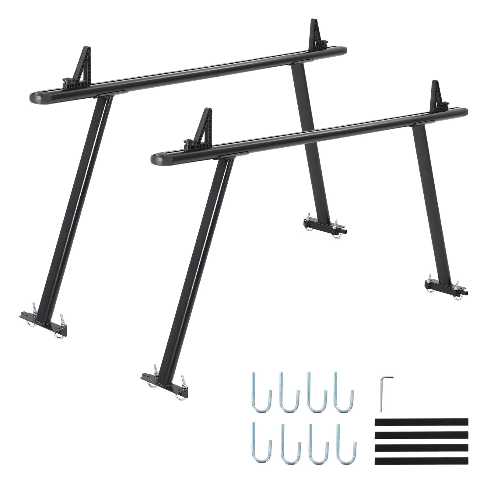 Adjustable Truck Ladder Rack, Aluminum Pickup Bed Rack 35–71 Inch, 1000 Lbs Capacity Heavy Duty Two-Bar Set with 8 j-Bolts,Iron Leg, No-Drill Mount, Fits Ford, Chevy, Ideal for Kayak,Lumber